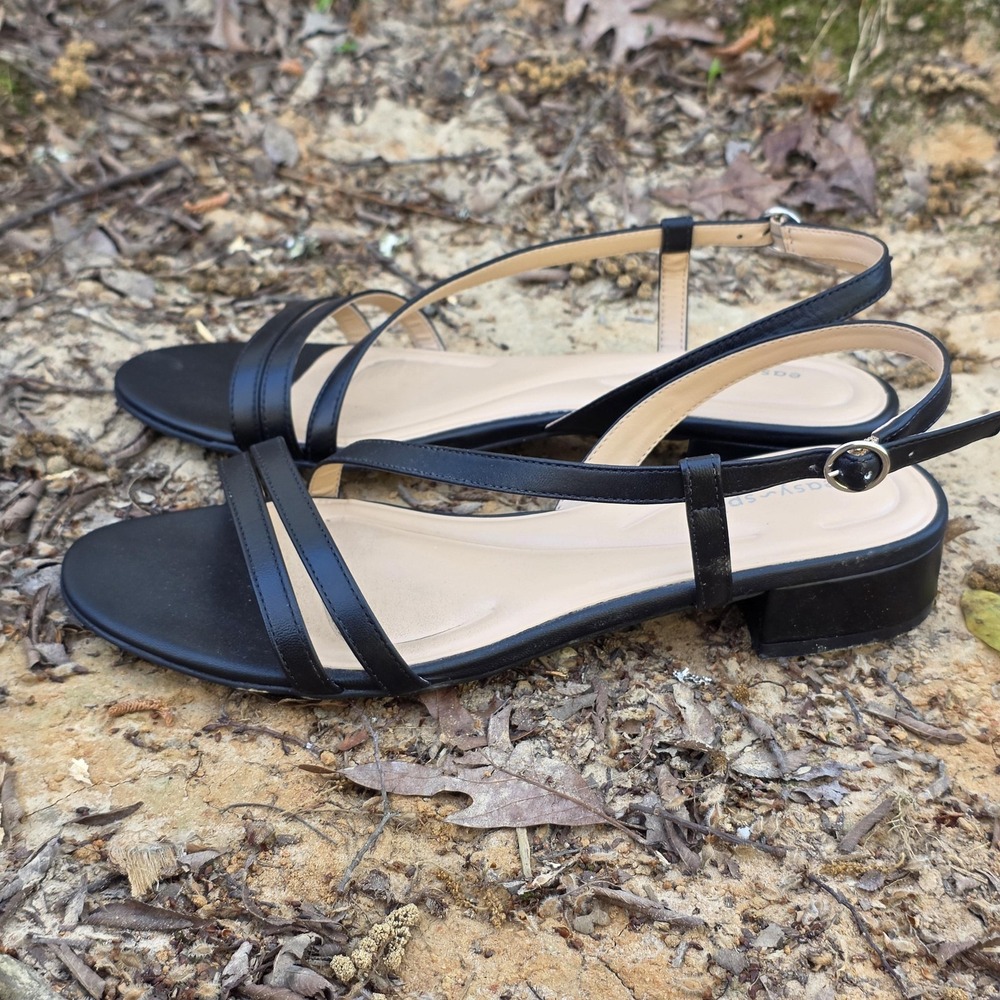 Easy Spirit Sandals Womens 6 Black Strappy Slingback Block Heel Casual Dressy - Picture 3 of 7
